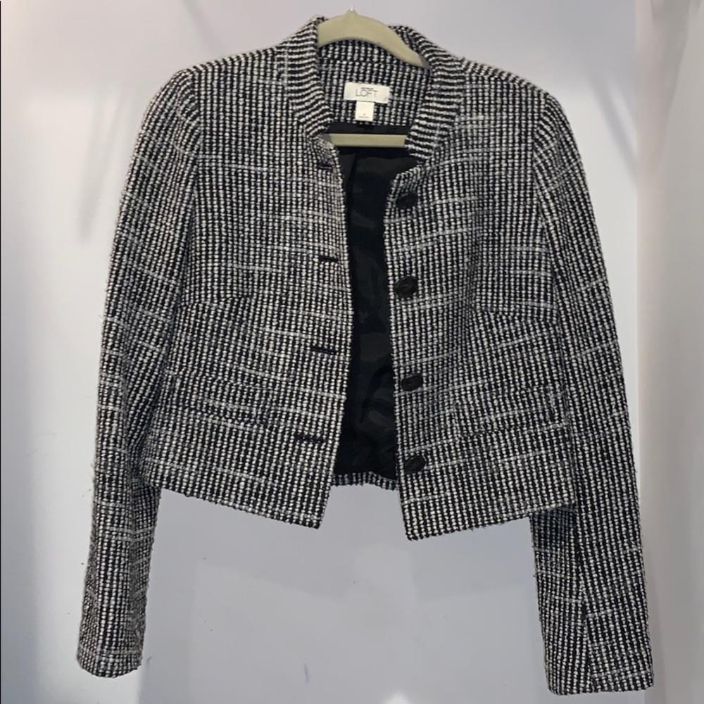 Black & White Ann Taylor Button-Up Jacket